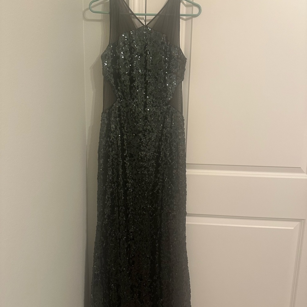 Bagdley Mischka Dark Green Sequin Evening Gown